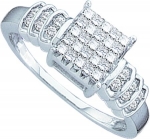 Ladies 14K White Gold .33ct Round Princess Diamond Square Engagement Wedding Bridal Ring Set