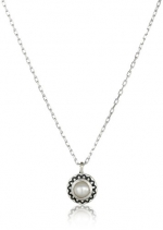 Satya Jewelry Silver Lotus Pearl Pendant Necklace, 18