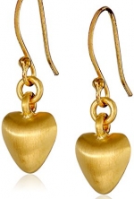 Satya Jewelry Hearts Gold Puff Heart Drop Earrings