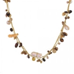 Silk Thread and Genuine Yellow Cultured Freshwater Pearl Bead Long Necklace, 36 inches