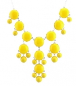 Silver Tone Chain New Color Bubble BIB Statement Fashion Necklace - Yellow