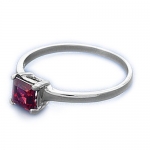 Womens Teens Beautiful Silver Ring With Four Prong Single Red CZ Stone - Size 8