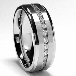 8MM High Polish / Matte Finish Eternity Stainless Steel ring with Cubic Zirconia sizes 7 to 14