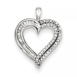 Sterling Silver 0.26ct Diamond Baguette Heart Pendant