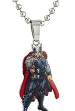 Marvel Comics Boys' Stainless Steel Thor Figure Chain Pendant Necklace, 16