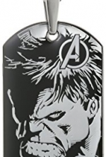 Marvel Comics Men's Stainless Steel Hulk Dog Tag Chain Pendant Necklace, 24