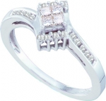 Ladies 14K White Gold .25ct Princess Round Cut Diamond Engagement Wedding Bridal Band Ring