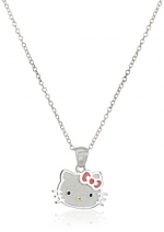 Hello Kitty Girls' Sterling Silver Pendant Necklace, 18