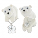 Polar Bear Enamel Necklace in Figural Gift Box