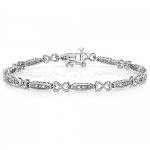 0.10 Carat (ctw) Sterling Silver White Diamond Ladies Infinity Heart I Love You Bracelet