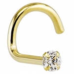 1.5mm (0.015 ct. tw) Diamond 14K Yellow Gold Nose Ring Twist Screw - 20G