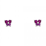 Sterling Silver Rhodium Plated CZ Butterfly Stud Earrings with Screwback