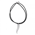 Trendy Men's Silver Horn Stainless Steel Pendant Necklace Chain by R&B Jewelry