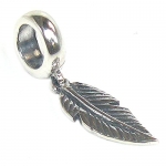 Queenberry 925 Sterling Silver Angel Feather Dangle Bead For European Charm Bracelets