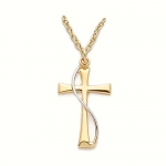 Sterling Silver 14k Gold Plated Flared Cross with 18 Gold Plated Chain. Gift Boxed