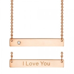 Willis Judd Women's CZ Bar Necklace Engraved I Love You with 19.5 Necklace in Gift Pouch