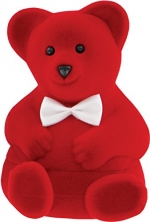 Teddy Bear Birthstone Pendant 15 + 2 with Teddy Bear Gift Box for Girls (07-July   Red)