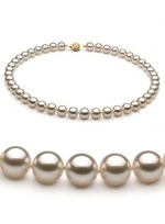 White 8-8.5mm AAA Quality Japanese Akoya 14K Yellow Gold Pearl Necklace-23 in Matinee length