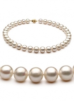 White 10-11mm AA Quality Freshwater 14K Yellow Gold Pearl Necklace-23 in Matinee length