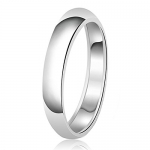 4mm Classic Sterling Silver Plain Wedding Band Ring (With Personalized Engraving), Size 4.5
