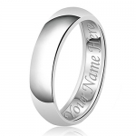 7mm Personalized Name Engraving Classic Sterling Silver Plain Wedding Band Ring, Size 7