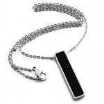 Stainless Steel Vertical Black Bar Necklace Pendant Charm with Personalization Engraving