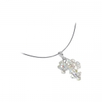925 Sterling Silver Omega Chain Clear Swarovski Crystal Elements AB Pendant Necklace