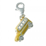 Queenberry Sterling Silver 3-d Yellow Bus European Style Clasp Charm