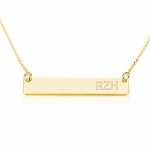 Bar Necklace Personalized Name Necklace 18k Gold Plated Over Silver- Choose Any Initials (14 Inches)