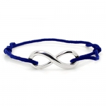 Sterling Silver Infinity Charm Adjustable Blue Rope Bracelet (5-10 Inches)