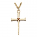 14k Gold Plating Over Sterling Silver 1-1/4 Nail Cross on 24 Gold Plated Chain.gift Boxed