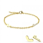 Heart Love Charm 316L Stainless Steel Chain Anklet/Bracelet - Gold