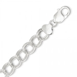 Sterling Silver 10.5mm Double Link Charm Bracelet - 7.5 Inch