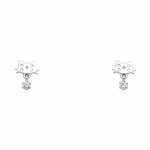 14k White Gold Cat Stud Earrings with Screwback