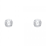 14k White Gold 7mm Round Solitaire Basket Set Stud Earrings with Pushback