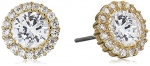 CZ by Kenneth Jay Lane Basic 4cttw Round Cubic Zirconia with Pave Trim Post Classic Stud Earrings