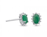 1ct Emerald & Diamond Earrings
