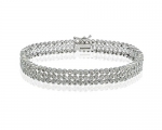 2ct Diamond Three Row Bracelet - Silver