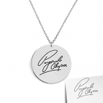 Signature Necklace- Handwriting Necklace, Silver Name Circle Necklace, Word Necklace, Nameplate Necklace (14 Inches)