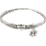 Heirloom Finds If Sisters Were Flowers Angel Wing Bangle Bracelet with Poem and Charm
