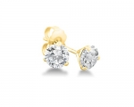 1/3ct Martini Setting Genuine Diamond Stud Earrings - 14 Karat Yellow Gold