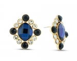 Swarovski Elements Antique Stud Earrings - Royal Blue