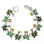 Green Palm Tree Magnetic Closure Charm Bracelet