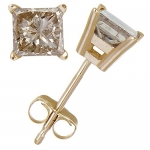 Vir Jewels 3/8 CT Princess Cut Champagne Diamond Stud Earrings 14k Yellow Gold
