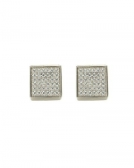 Square Micro Pave Cubic Zirconia CZ Sterling Silver Stud Earrings 12mm
