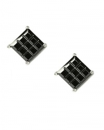 Square Invisible Cut Black CZ Basket Set Sterling Silver Stud Earrings 8mm
