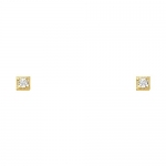 14k Yellow Gold 3mm Princess Solitaire Diamond Cut Stud Earrings with Screwback