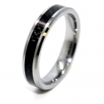 Unisex 5mm Tungsten Carbide Ring with Black Carbon Fiber Inlay Wedding Band Size 8.5 (8 1/2)
