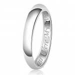 3mm For Her Engraved Classic Sterling Silver Plain Wedding Band Ring, Size 6