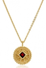 Satya Jewelry Birthstone Mandala January Garnet Gold Pendant Necklace